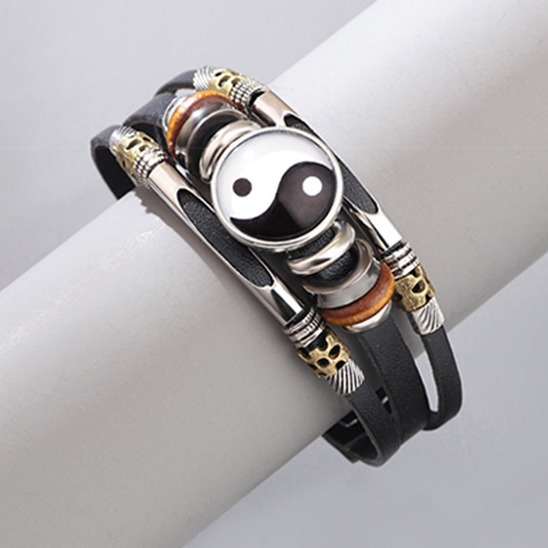 Mythstone Yin Yang Leather Balance Bracelet