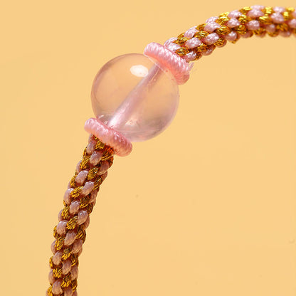 Mythstone Handmade Red Agate Amethyst Golden Rutilated Quartz Pink Crystal Bead Calm Braided Bracelet