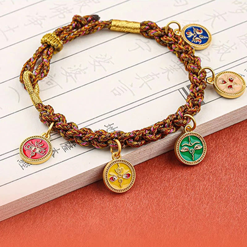 Mythstone Tibetan Five God Of Wealth Thangka Luck Braid String Bracelet