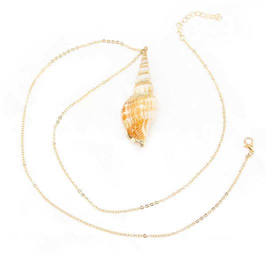 Mythstone Natural Shankha Conch Shell Seashell Lucky Necklace Pendant