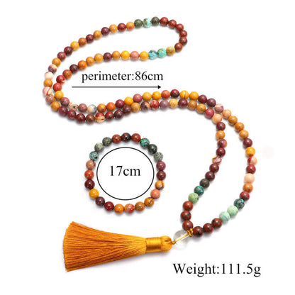 Mythstone 108 Mala Beads Mookaite Emotional Growth Bracelet Tassel Necklace Pendant