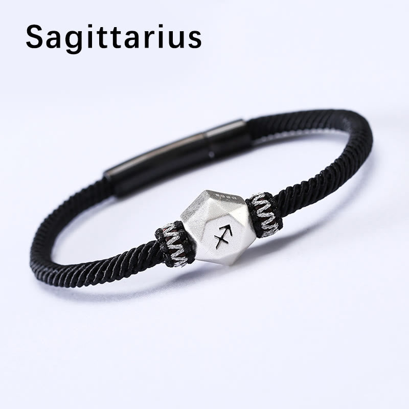 MythStone 999 Sterling Silver 12 Constellations of the Zodiac Protection Handmade String Bracelet