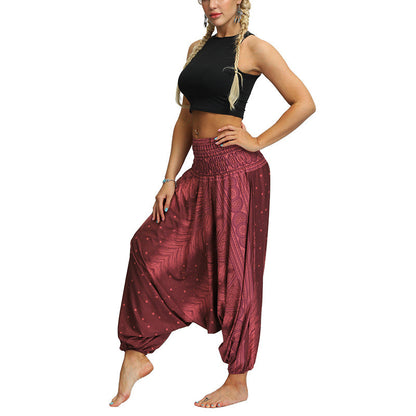 Mythstone Boho Feather Yoga Pants Hippie Harem Trousers Sports Fitness Dance Women's Pants