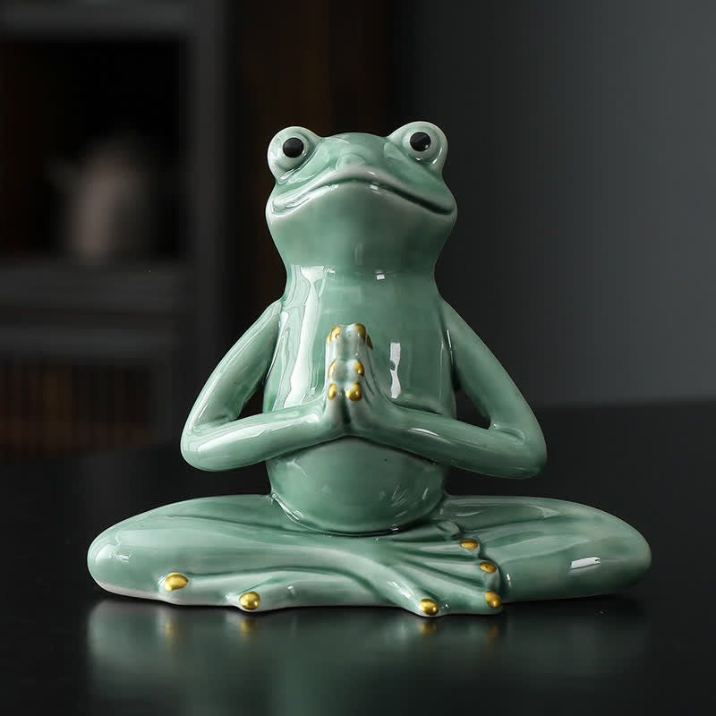 Mythstone Meditating Ceramic Zen Frog Statue Decoration