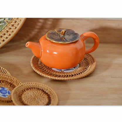 Mythstone Ceramic Flower Pattern Rattan Cup Mat Tea Cup Coaster