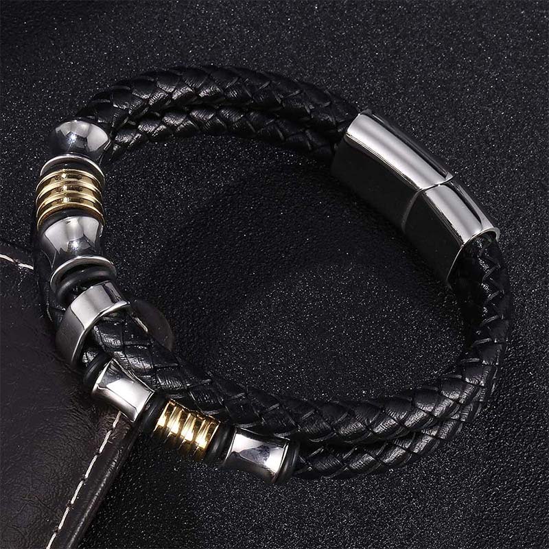 Mythstone Layered Leather Weave Fortune Bracelet