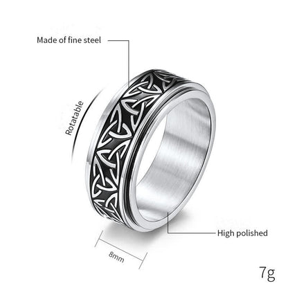 Mythstones  Triangle Knot Triquetra Titanium Steel Calm Rotatable Ring