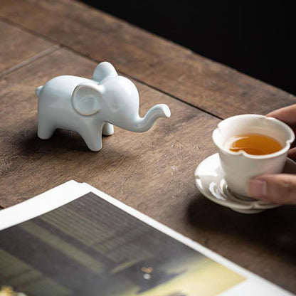 Mythstone Small Ceramic Elephant Home Tea Pet Figurine Desk Decoration