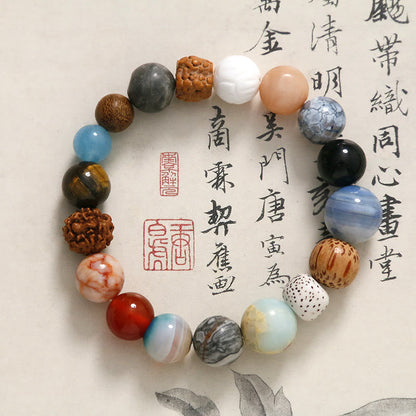 Mythstone Natural Bodhi Seed Crystal Stone Agate Keep Away Evil Spirits Bracelet