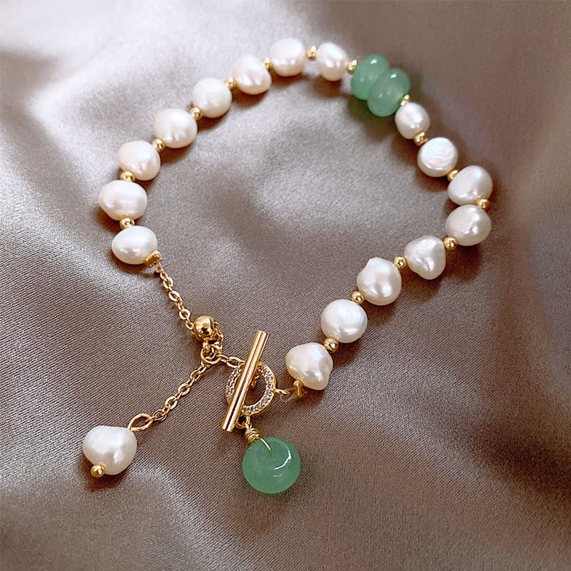 Mythstone Pearl Green Strawberry Quartz Bead Healing Chain Bracelet