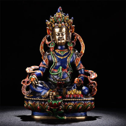 Mythstone Yellow Jambhala Bodhisattva Figurine Serenity Copper Statue Home Decoration