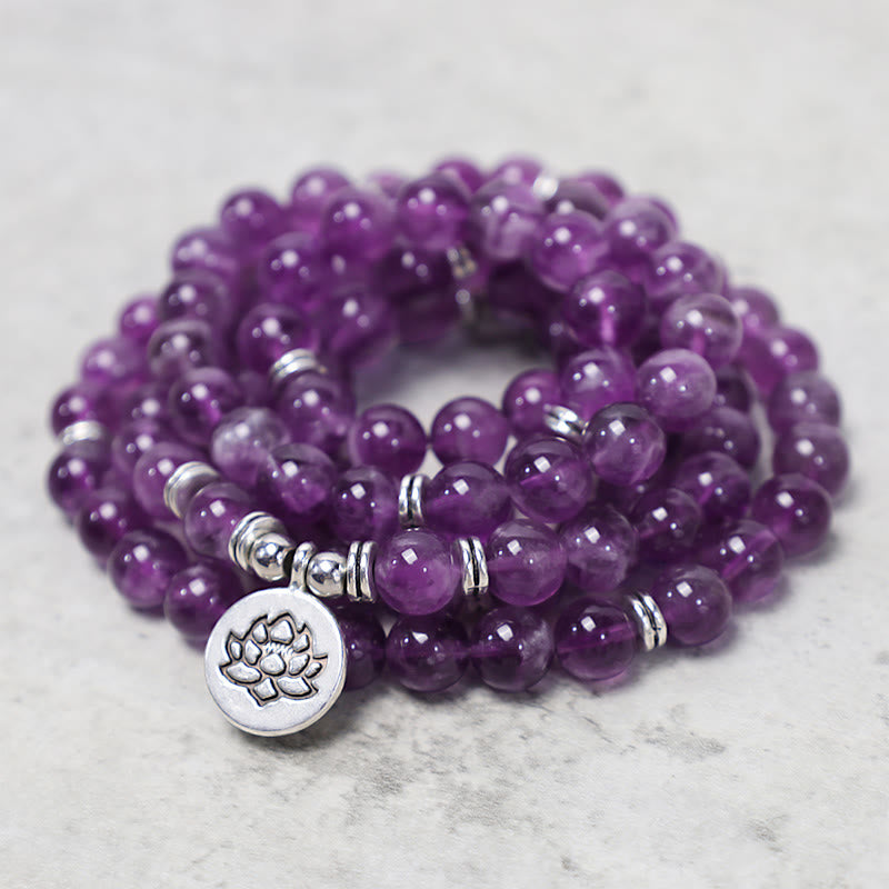 Mythstone Natural Amethyst Purification Mala Bracelet