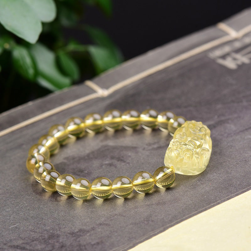 Mythstone FengShui Citrine PiXiu Wealth Bracelet