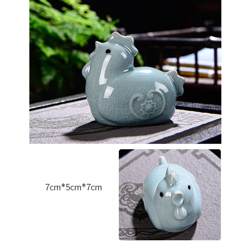 Mythstone Chinese Zodiac Wealth Ceramic Tea Pet Home Figurine Decoration