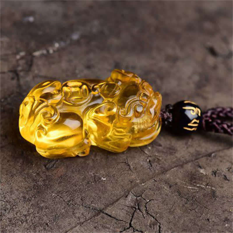 Mythstone FengShui Citrine PiXiu Wealth Necklace Pendant