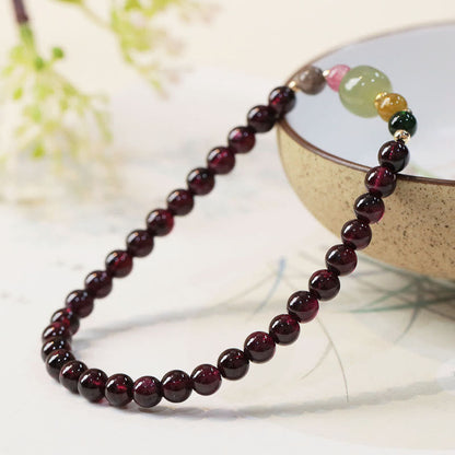 Mythstone Natural Garnet Hetian Jade Tourmaline Bead Passion Bracelet