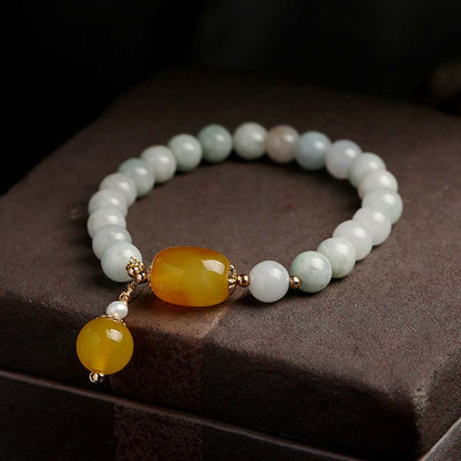 Mythstone Natural White Jade Agate Protection Bracelet