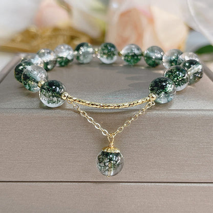 Pulsera con dije de confianza de cristal fantasma verde de MythStone 