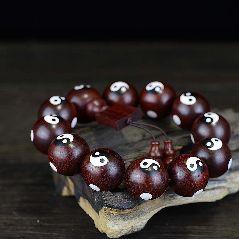 Mythstone Small Leaf Red Sandalwood Yin Yang Protection Bracelet