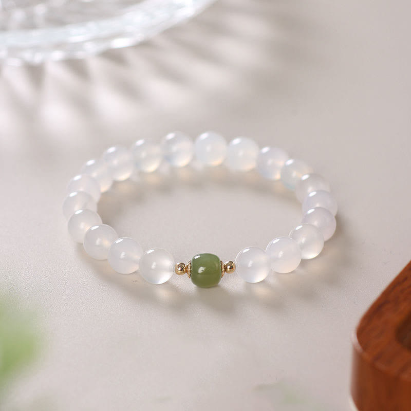 Mythstone Natural White Agate Jade Luck Bracelet