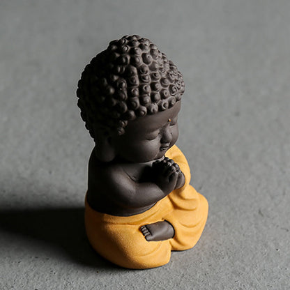 Mythstone Small Buddha Serenity Purple Clay Home Desk Decoration