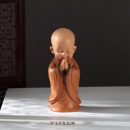 Mythstone Small Mini Meditation Praying Monk Serenity Resin Home Decoration