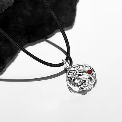 Collar con colgante de cuerda de la suerte con perla del año del dragón en plata de ley 925 de Mythstone