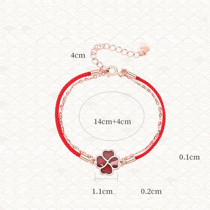 Mythstone 925 Sterling Silver Color-changing Four Leaf Clover Luck Protection Red String Bracelet