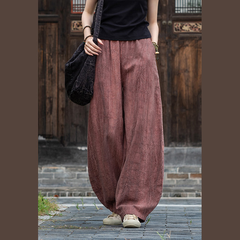 Mythstone Ramie Cotton Linen Pants Tie-dye Design Trousers Loose Zen Yoga Women's Pants with Pockets