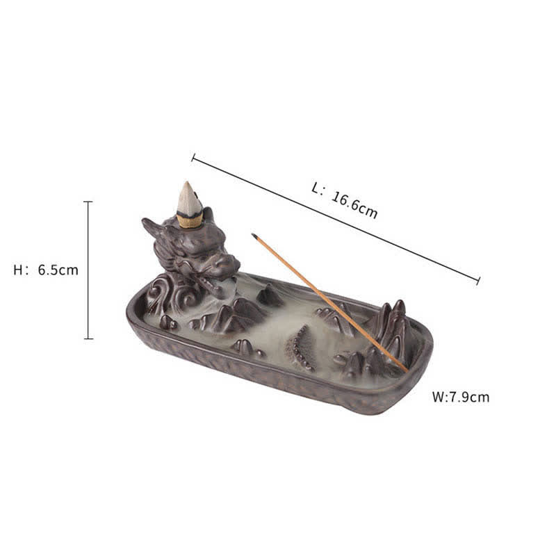 Mythstone Dragon Mountain Strength Ceramic Incense Burner Decoration