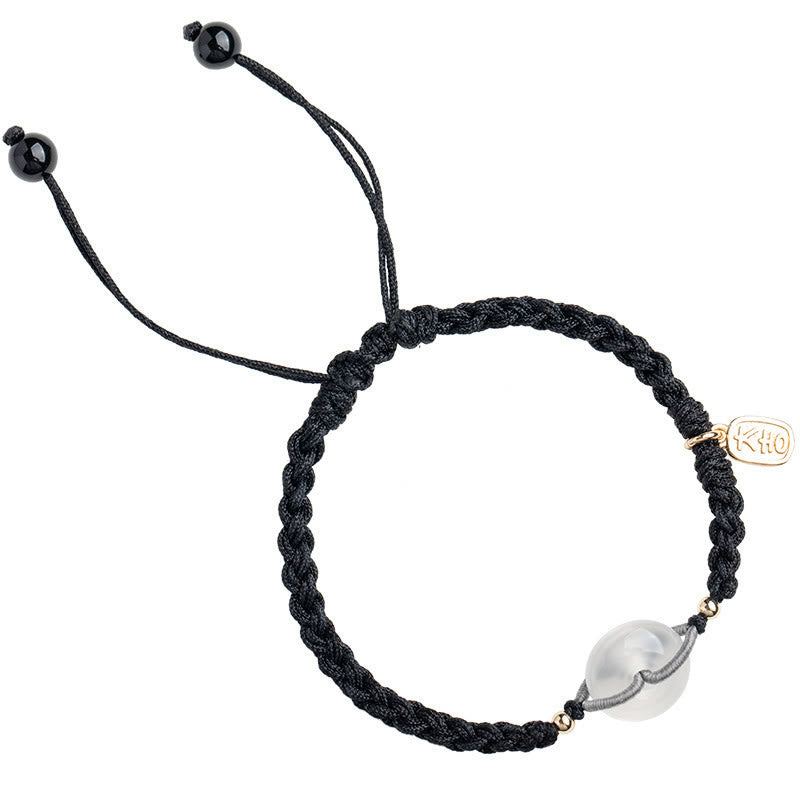 Pulsera de hilo positivo con hebilla de paz redonda de calcedonia Mythstone