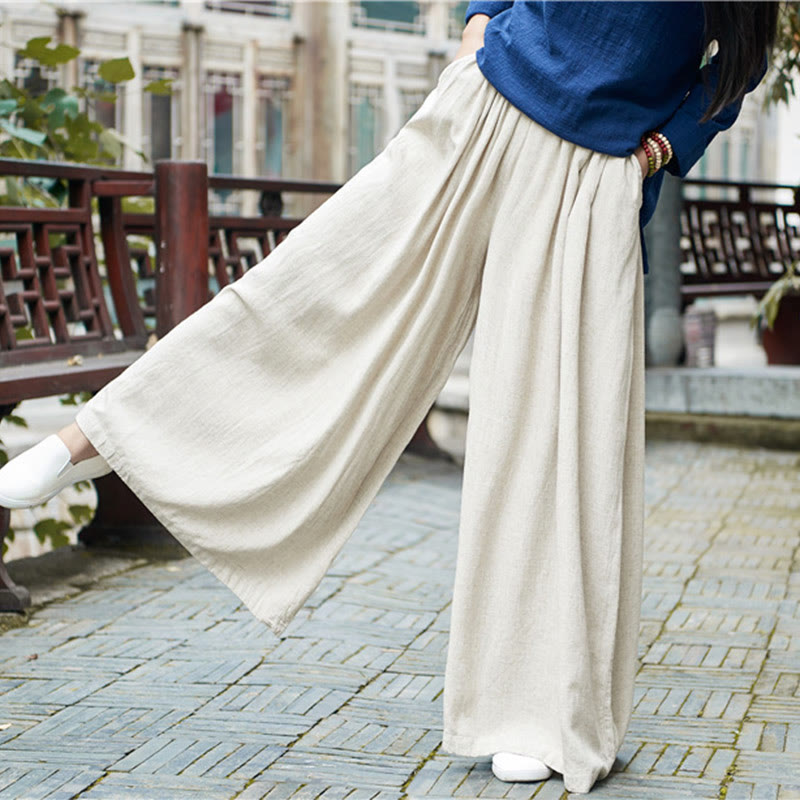 Mythstone Solid Color Loose Yoga Wide Leg Pants With Pockets