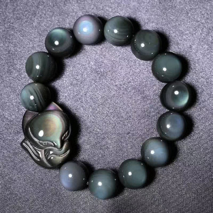 MythStone Rainbow Obsidian Fox Healing Positive Bracelet