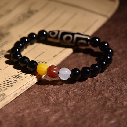 Mythstone Tibetan Natural Nine-Eye Dzi Bead Wealth Power Bracelet