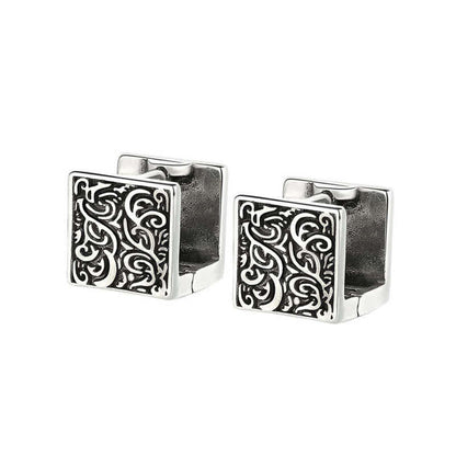 Mythstone Grass Pattern Square Stud Earrings