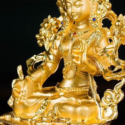 Mythstone Bodhisattva White Tara Hope Protection Gold Plated Statue Decoration