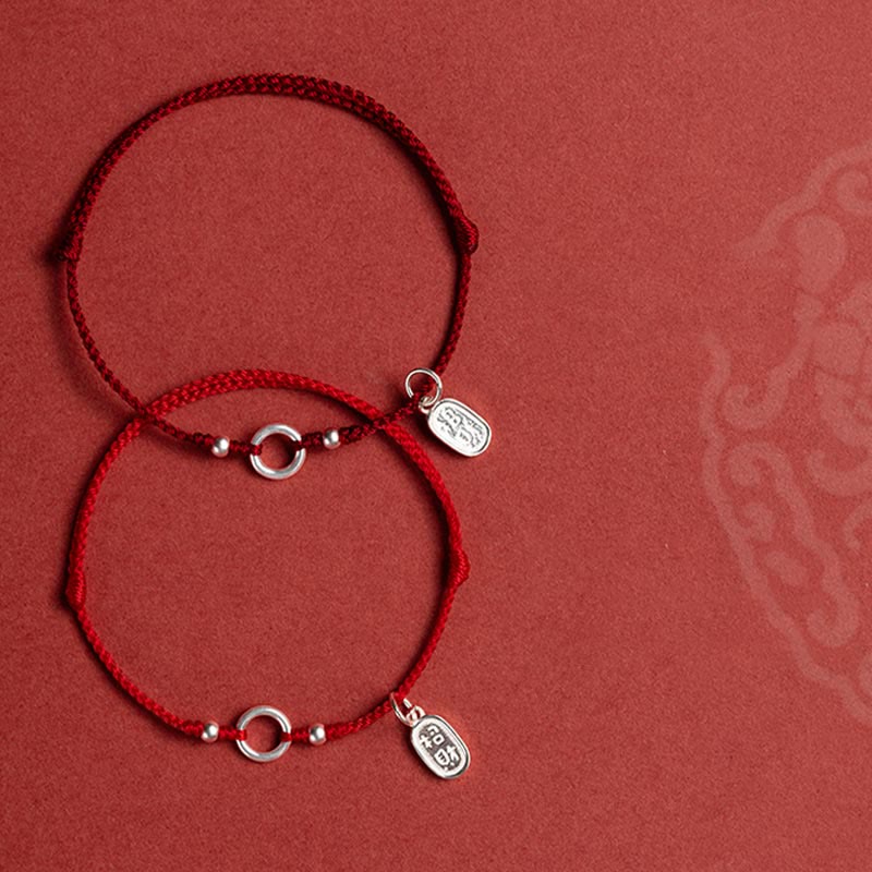 Mythstone 925 Sterling Silver Lucky Fortune Peace Joy Lotus Peace Buckle Red String Bracelet