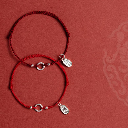 Mythstone 925 Sterling Silver Lucky Fortune Peace Joy Lotus Peace Buckle Red String Bracelet