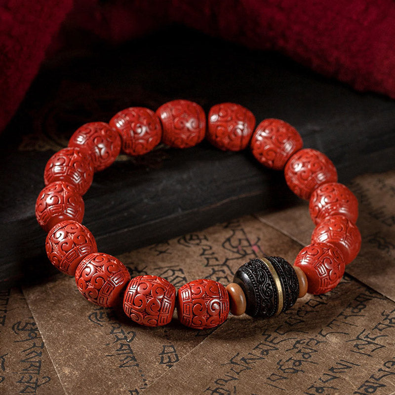 Mythstone Natural Cinnabar Ebony Calm Blessing Bracelet