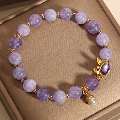 Mythstone Natural Purple Jade Rabbit Happiness Bracelet