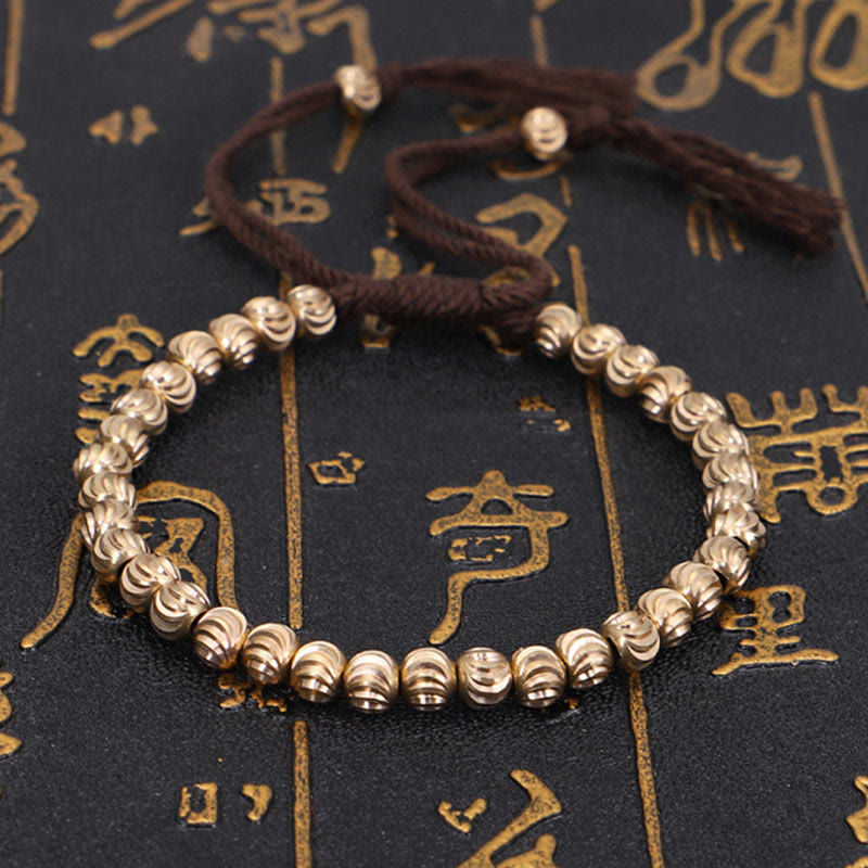 Mythstone Tibetan Handmade Copper Bead Luck String Bracelet