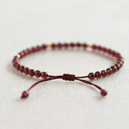 Mythstone Natural Garnet Golden Beads Stability Bracelet