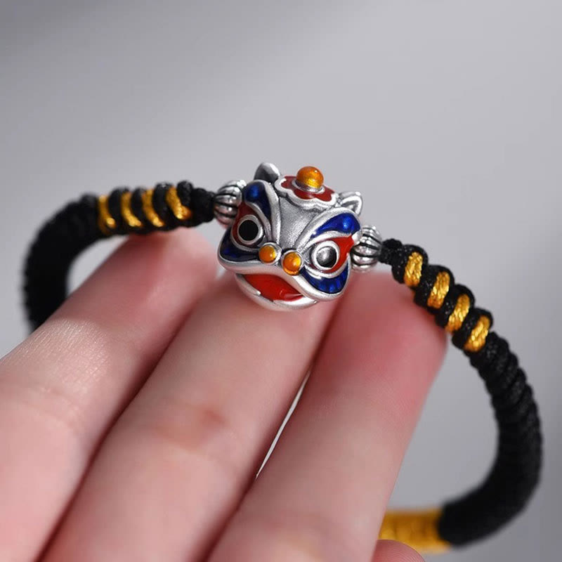 Pulsera trenzada de la suerte con león danzante hecha a mano de Mythstone 