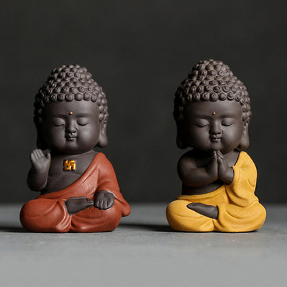 Mythstone Small Buddha Serenity Purple Clay Home Desk Decoration