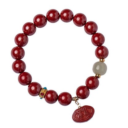 Mythstone Cinnabar Jade Healing Protection Charm Bracelet