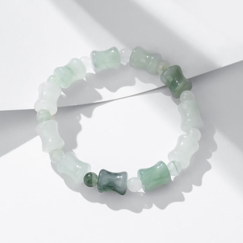 Pulsera de la suerte de la abundancia con diseño de cáscara de coco y bambú de jade Mythstone