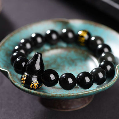 Mythstone Rainbow Obsidian Gourd Om Mani Padme Hum Inner Peace Bracelet