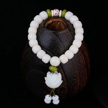 Mythstone Lotus Natural White Bodhi Seed Luck Bracelet