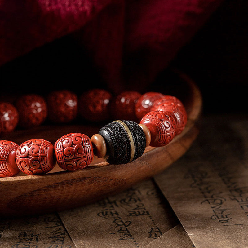 Mythstone Natural Cinnabar Ebony Calm Blessing Bracelet