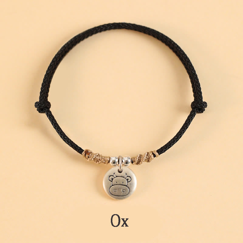 Pulsera trenzada con el signo de la suerte del año del dragón chino hecha a mano en plata de ley 999 de Mythstone 